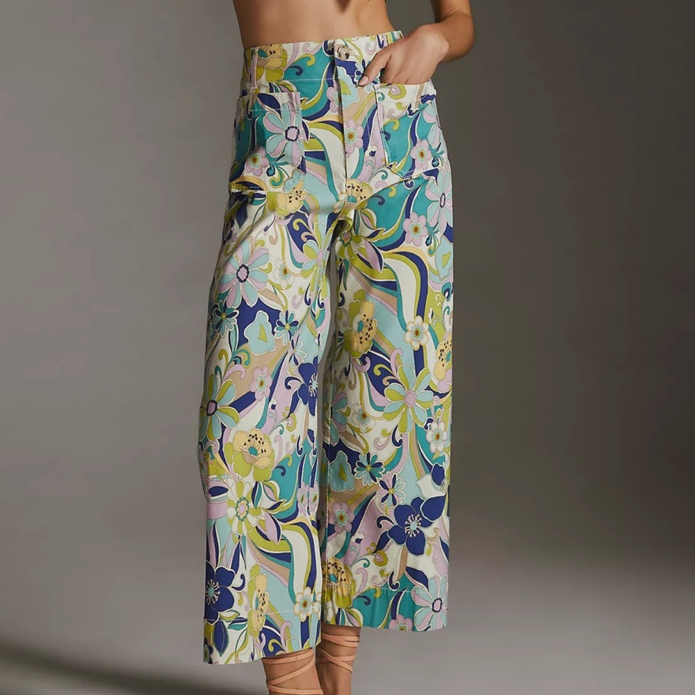 Anthropology Maeve The Colette Cropped Wide-Leg Pants